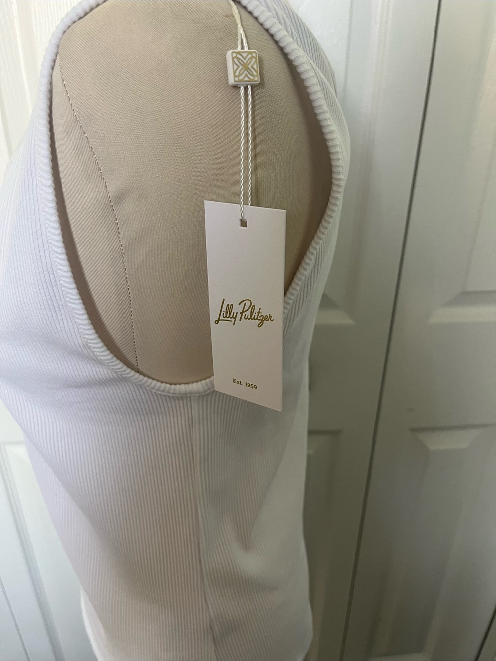 Lilly Pulitzer One-Shoulder White Ribbed Tank - Picture 6 of 6